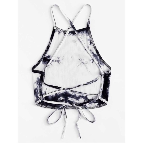 Marble Lace Up Halter Top - Picture 2 of 5